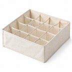 16-grid cotton-linen drawer organizer — front view