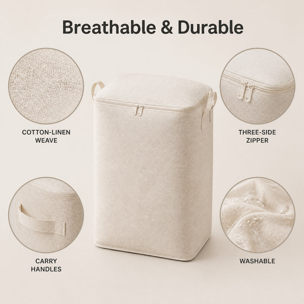 Product details: laminated fabric, reinforced handles, vertical design