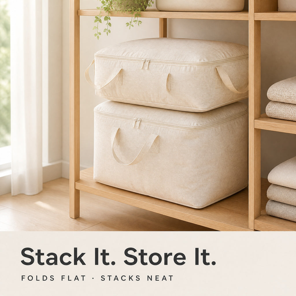 Multiple storage bags stacked stably