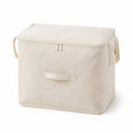 73L cotton-linen comforter storage bag in beige — front view
