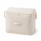 73L cotton-linen comforter storage bag in beige — front view