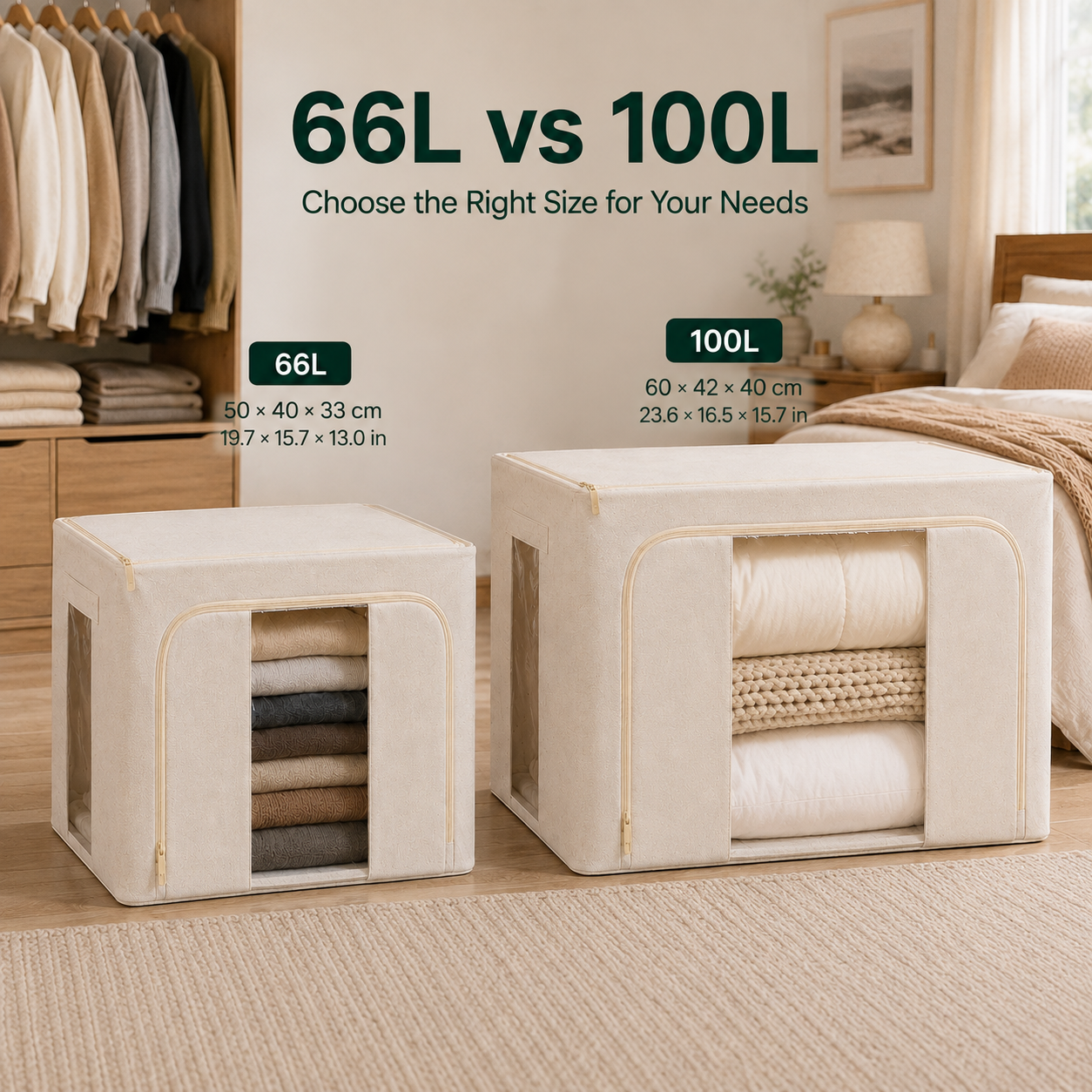 Kinfold 100L XL storage box sized for comforters, blankets and pillows