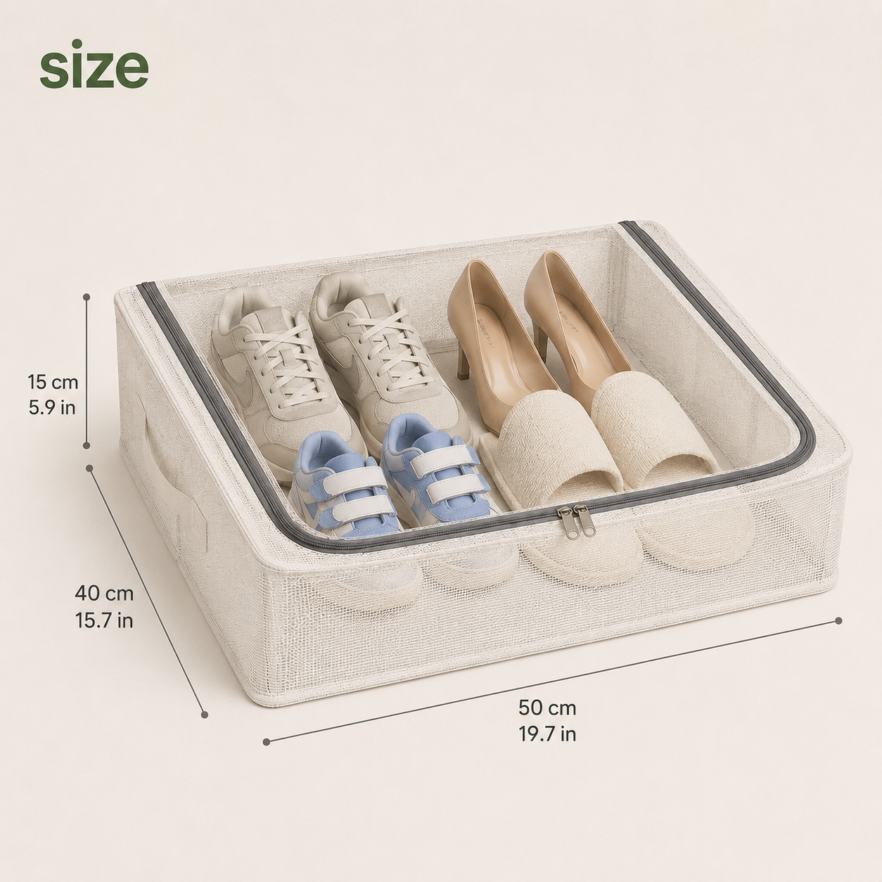 Kinfold 30L shoe organizer fitting under a bed frame