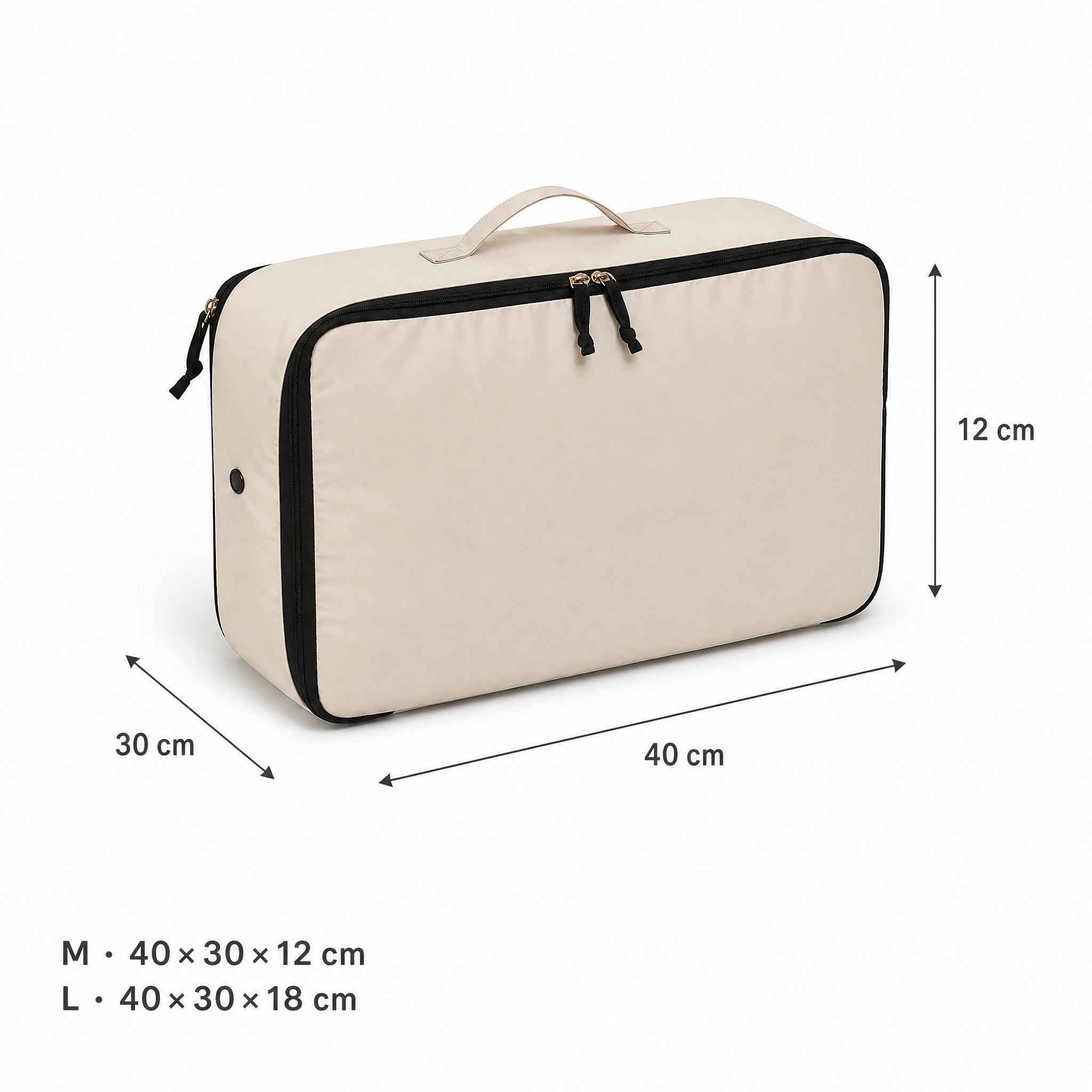 Size comparison: M 40×30×12cm / L 40×30×18cm