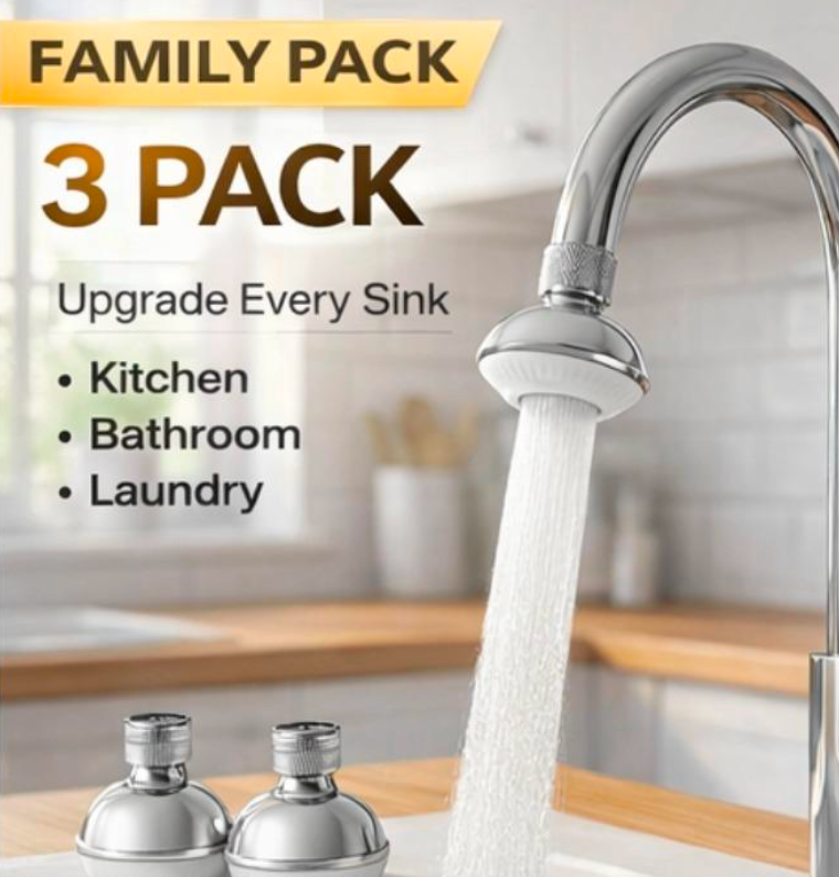 Anti-Splash Faucet Aerator | 360° Swivel & Anti-Clog DesignI Turbo Pressure Boost | No-Tool Installation | Universal Fit for Kitchen