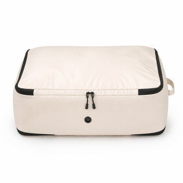 Down jacket compression storage bag with air vents — front view